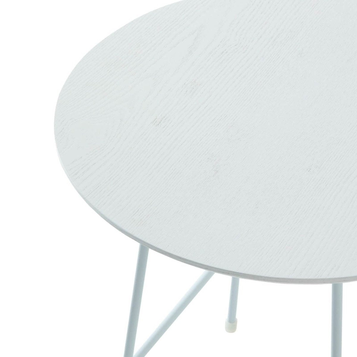 Rossmore Round Side Table with MDF Wood Tabletop in White Steel