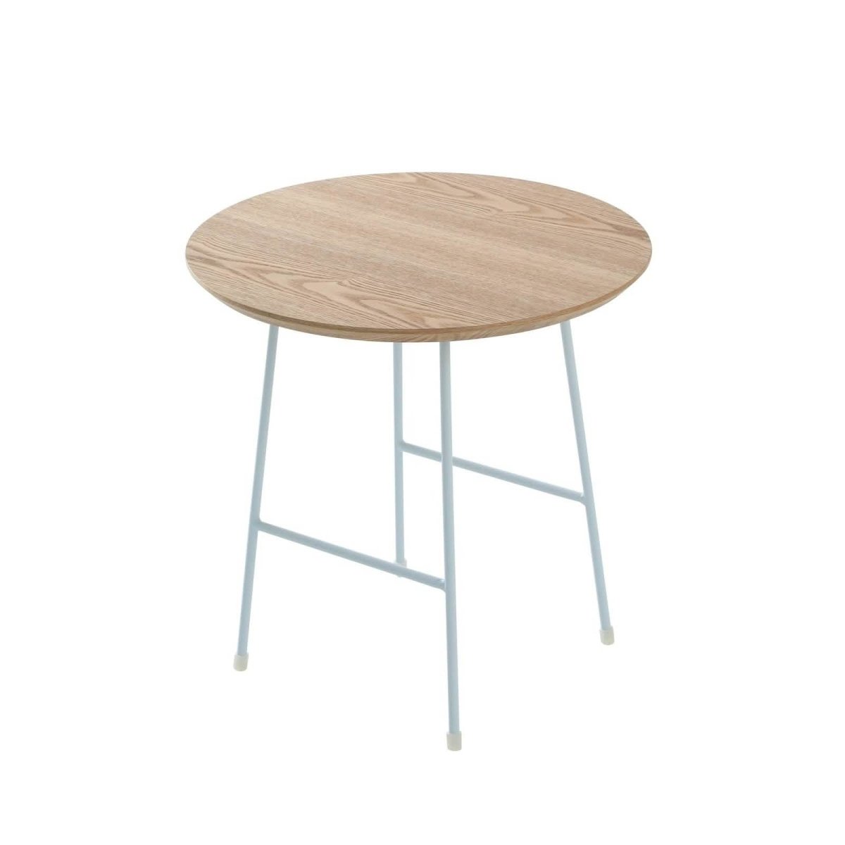 Rossmore Round Side Table with MDF Wood Tabletop in White Steel