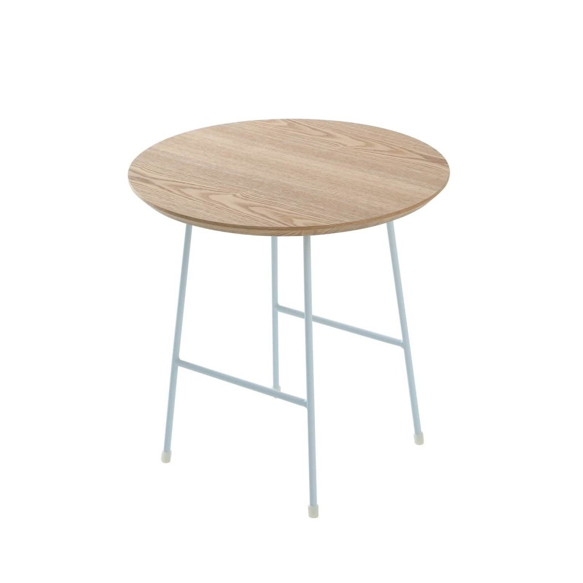 Rossmore Round Side Table with MDF Wood Tabletop in White Steel