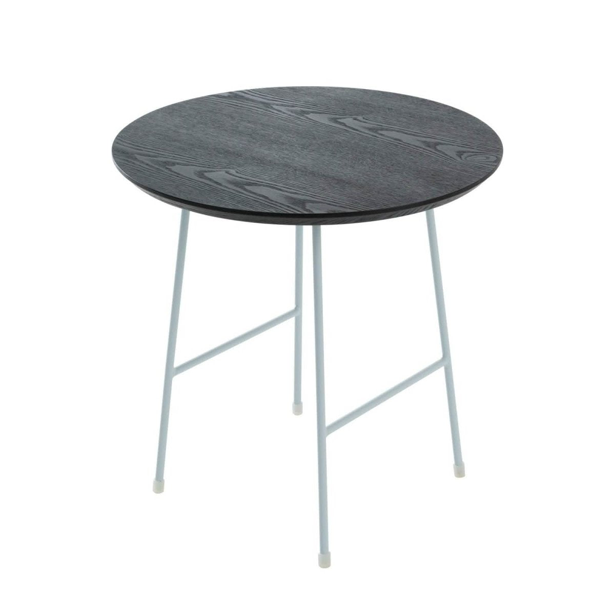 Rossmore Round Side Table with MDF Wood Tabletop in White Steel