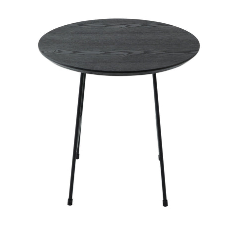 Rossmore Round Side Table with MDF Wood Tabletop in Black Steel