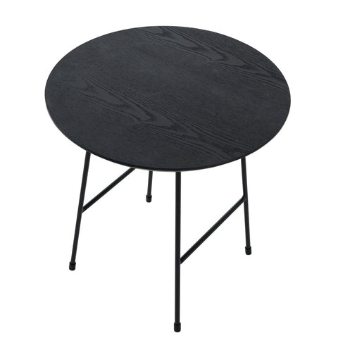 Rossmore Round Side Table with MDF Wood Tabletop in Black Steel