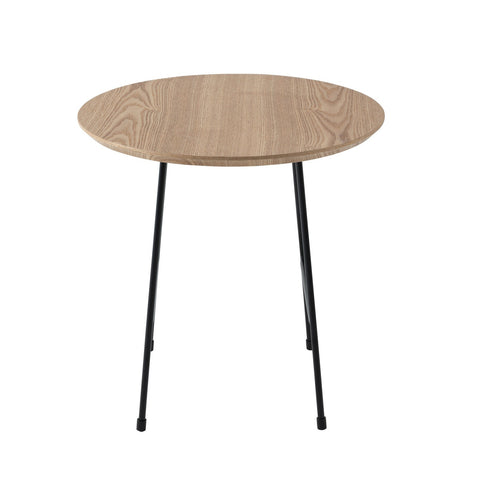 Rossmore Round Side Table with MDF Wood Tabletop in Black Steel