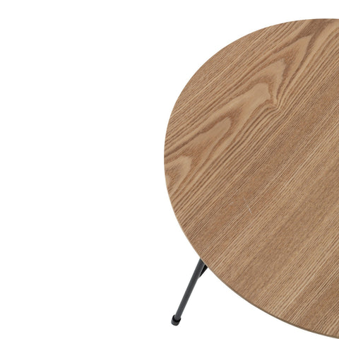 Rossmore Round Side Table with MDF Wood Tabletop in Black Steel