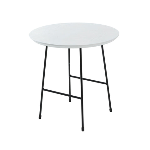 Rossmore Round Side Table with MDF Wood Tabletop in Black Steel