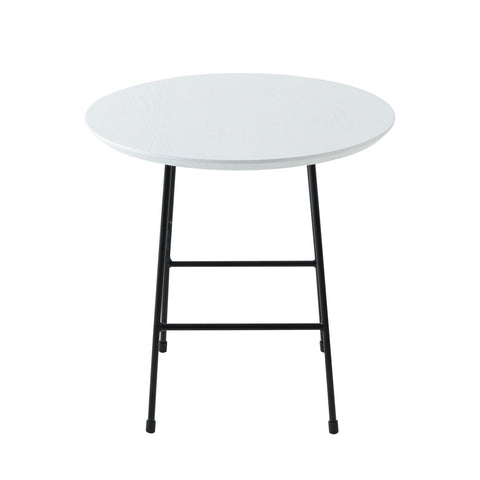 Rossmore Round Side Table with MDF Wood Tabletop in Black Steel