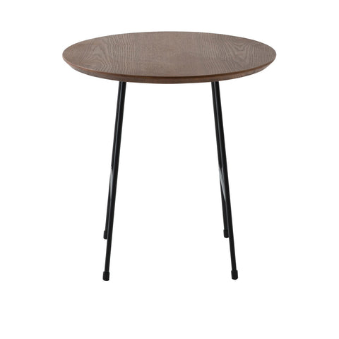 Rossmore Round Side Table with MDF Wood Tabletop in Black Steel