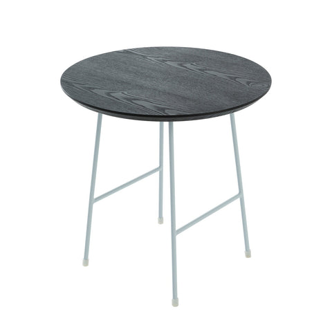 Rossmore Round Side Table with MDF Wood Tabletop in White Steel