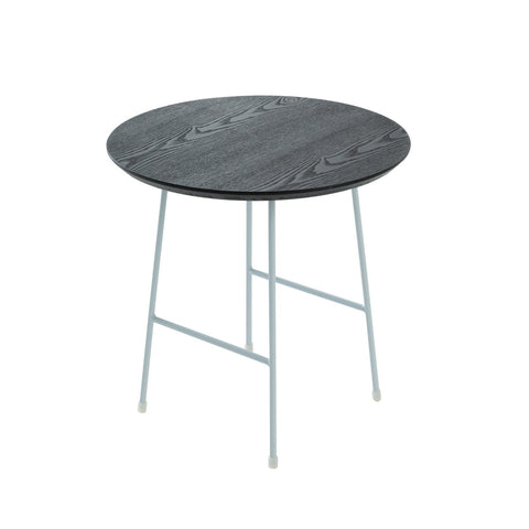 Rossmore Round Side Table with MDF Wood Tabletop in White Steel