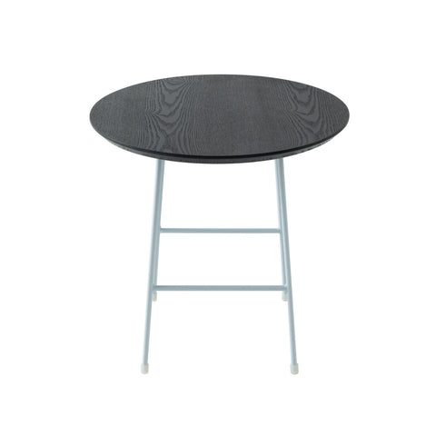 Rossmore Round Side Table with MDF Wood Tabletop in White Steel