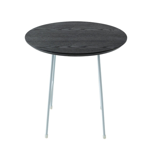 Rossmore Round Side Table with MDF Wood Tabletop in White Steel