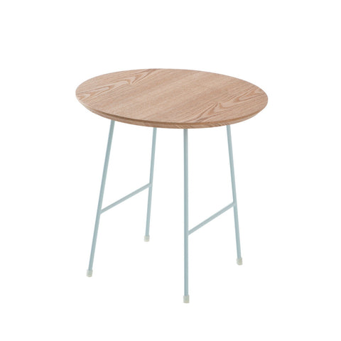 Rossmore Round Side Table with MDF Wood Tabletop in White Steel