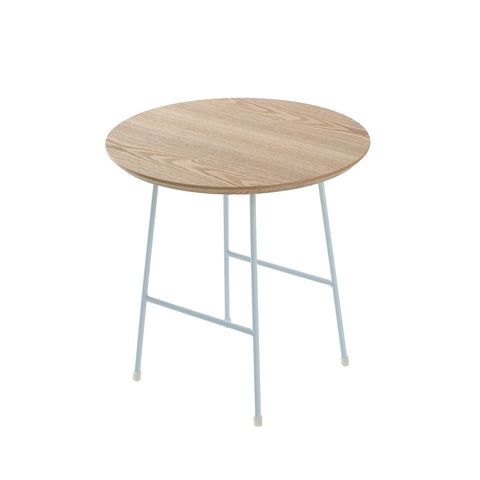 Rossmore Round Side Table with MDF Wood Tabletop in White Steel