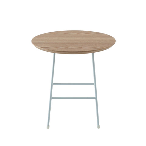 Rossmore Round Side Table with MDF Wood Tabletop in White Steel