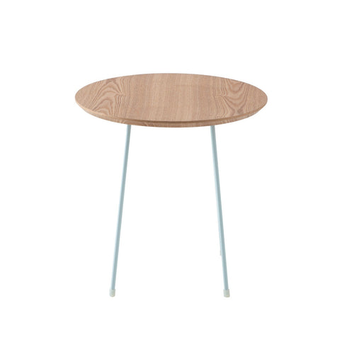 Rossmore Round Side Table with MDF Wood Tabletop in White Steel