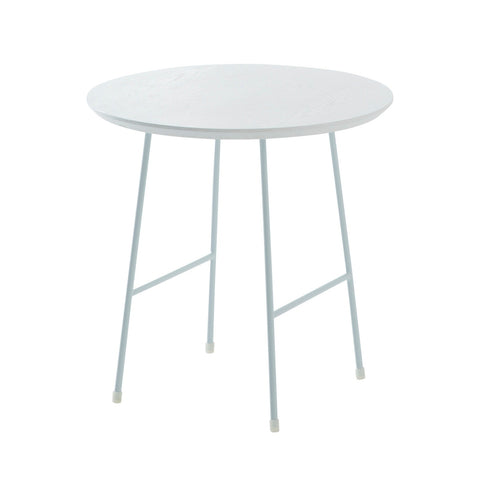 Rossmore Round Side Table with MDF Wood Tabletop in White Steel