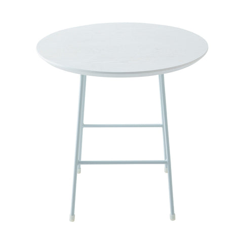 Rossmore Round Side Table with MDF Wood Tabletop in White Steel