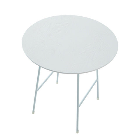 Rossmore Round Side Table with MDF Wood Tabletop in White Steel