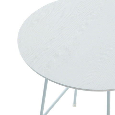 Rossmore Round Side Table with MDF Wood Tabletop in White Steel