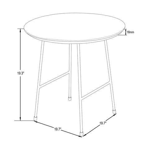 Rossmore Round Side Table with MDF Wood Tabletop in White Steel