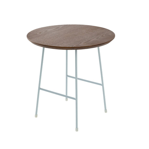 Rossmore Round Side Table with MDF Wood Tabletop in White Steel