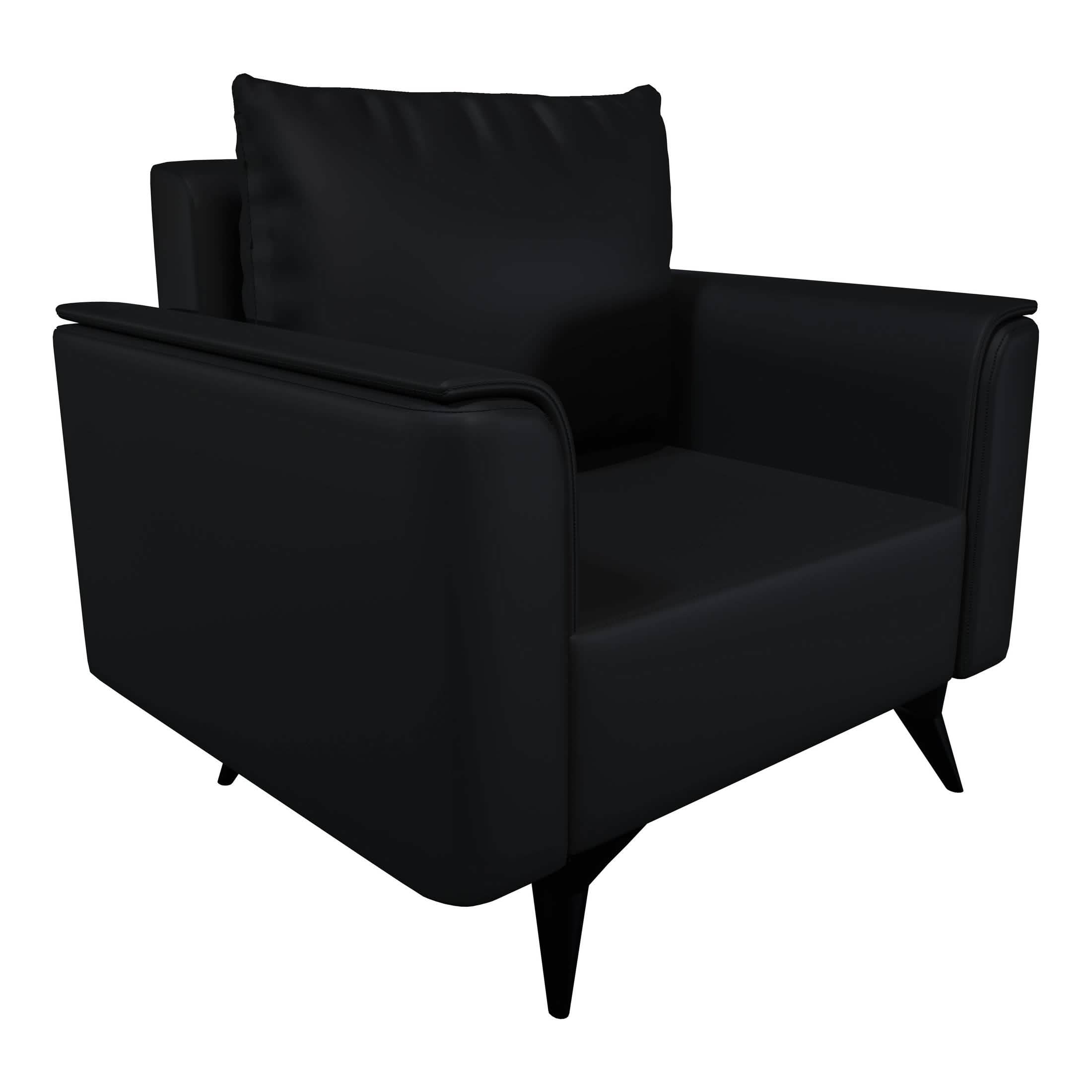 Rusk Leather Single - Seater Sofa with Stainless Steel Legs and Removable Cushions