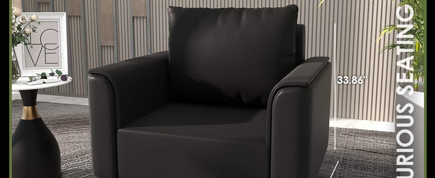 Rusk Leather Single - Seater Sofa with Stainless Steel Legs and Removable Cushions