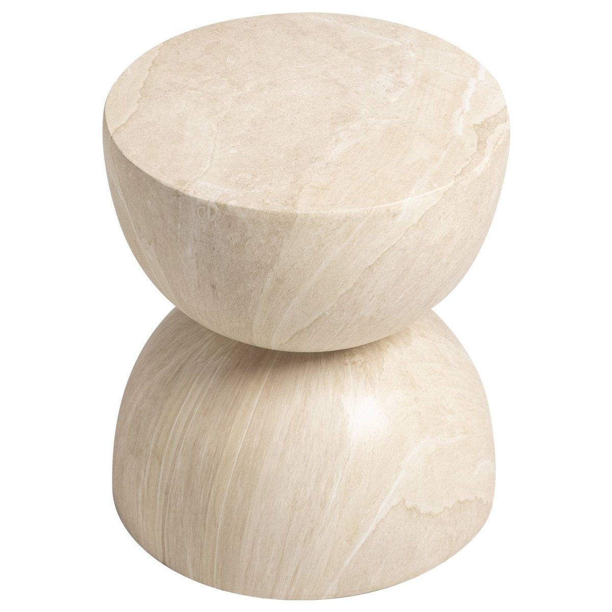 Sage Minimalist Side Table in Fiberstone Hourglass Design Accent Table