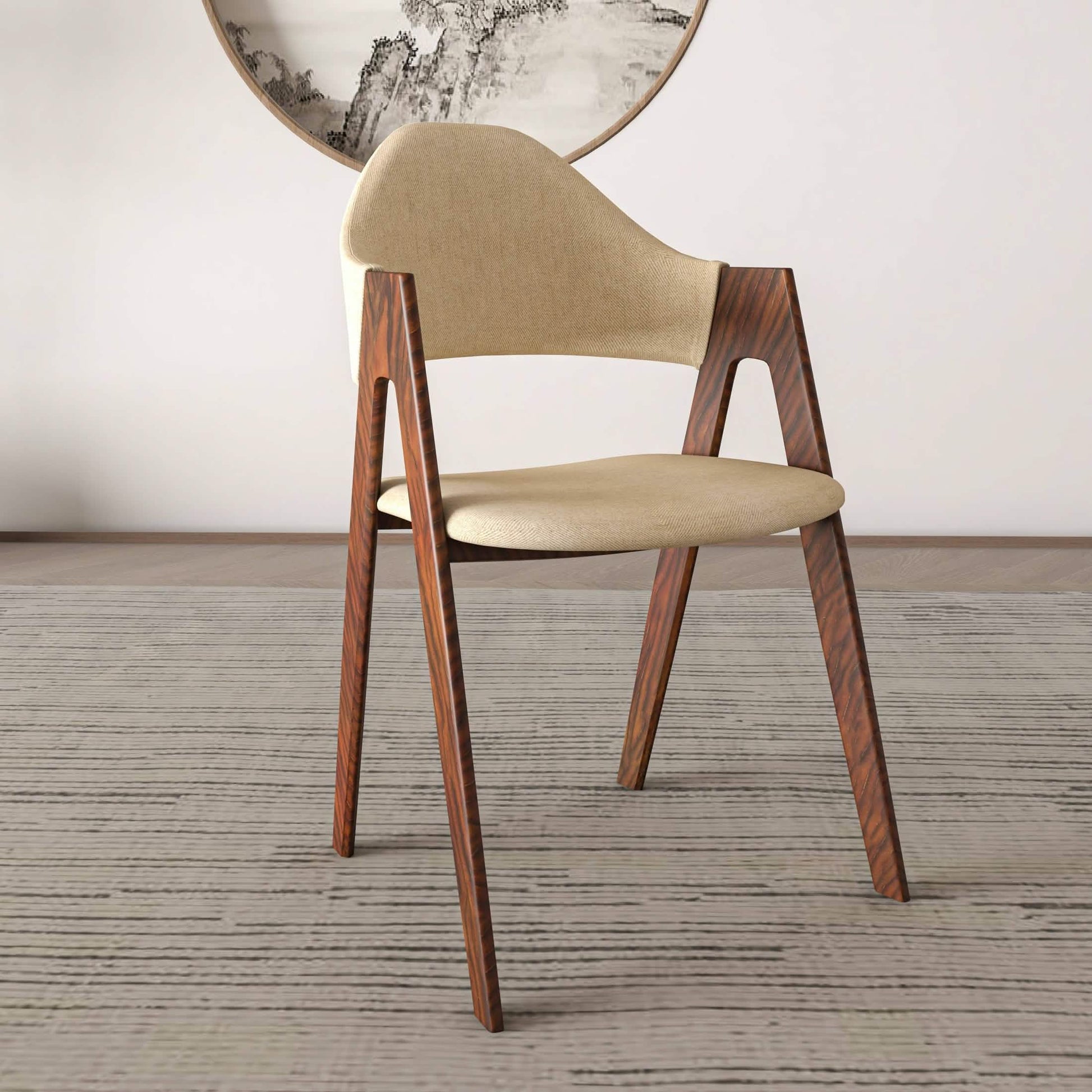 Savor Dining Chair in Polyester with Curved and Open - Back Design in Brown