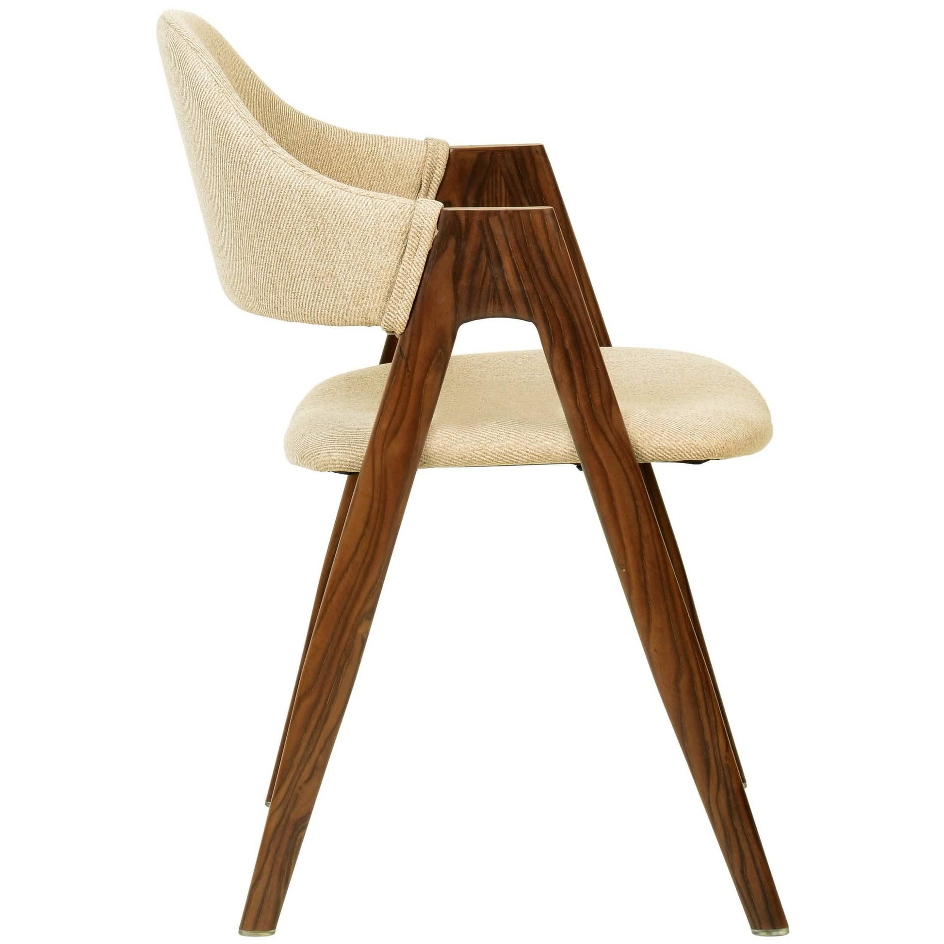 Savor Dining Chair in Polyester with Curved and Open - Back Design in Brown