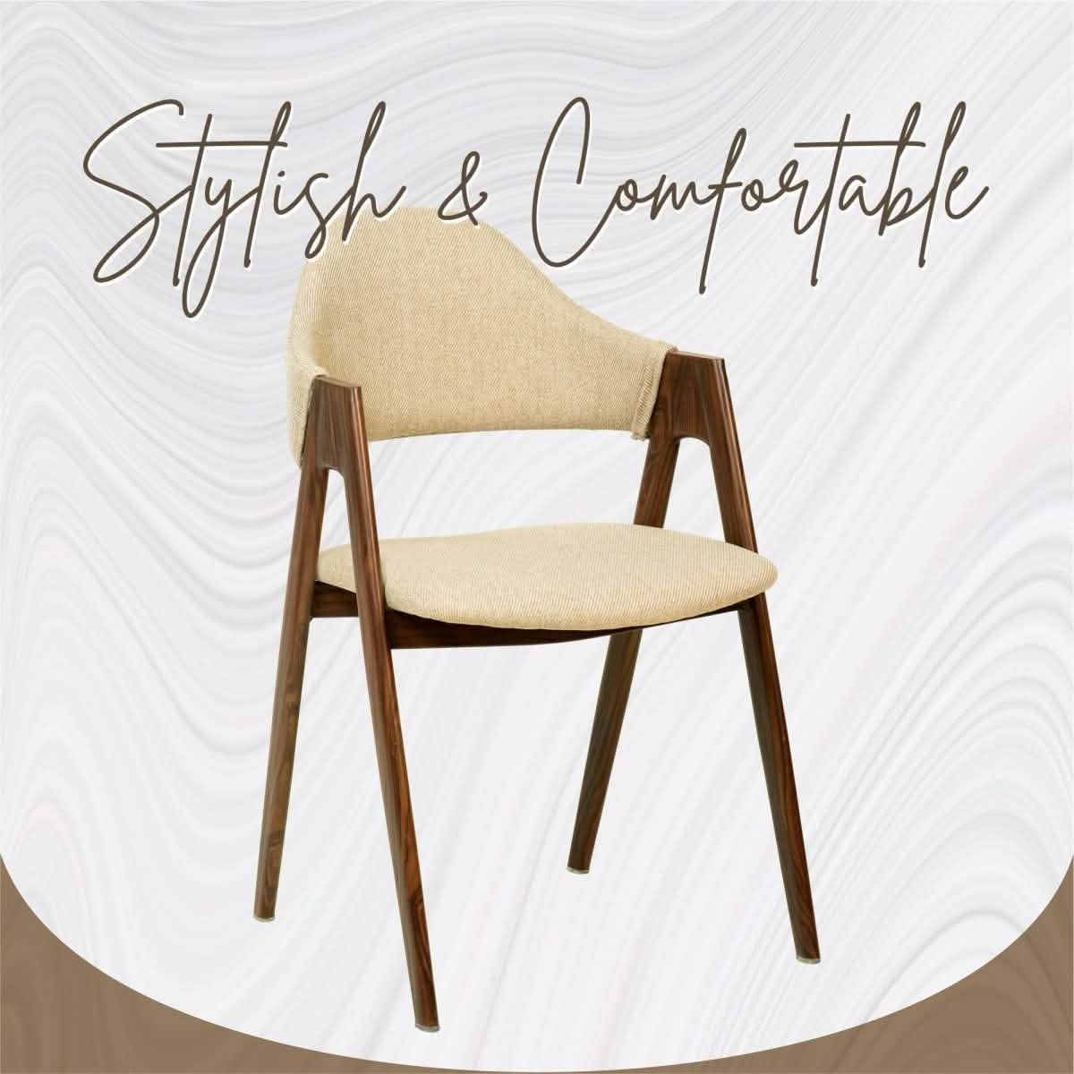 Savor Dining Chair in Polyester with Curved and Open - Back Design in Brown
