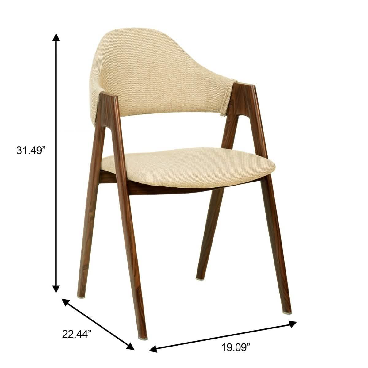 Savor Dining Chair in Polyester with Curved and Open - Back Design in Brown