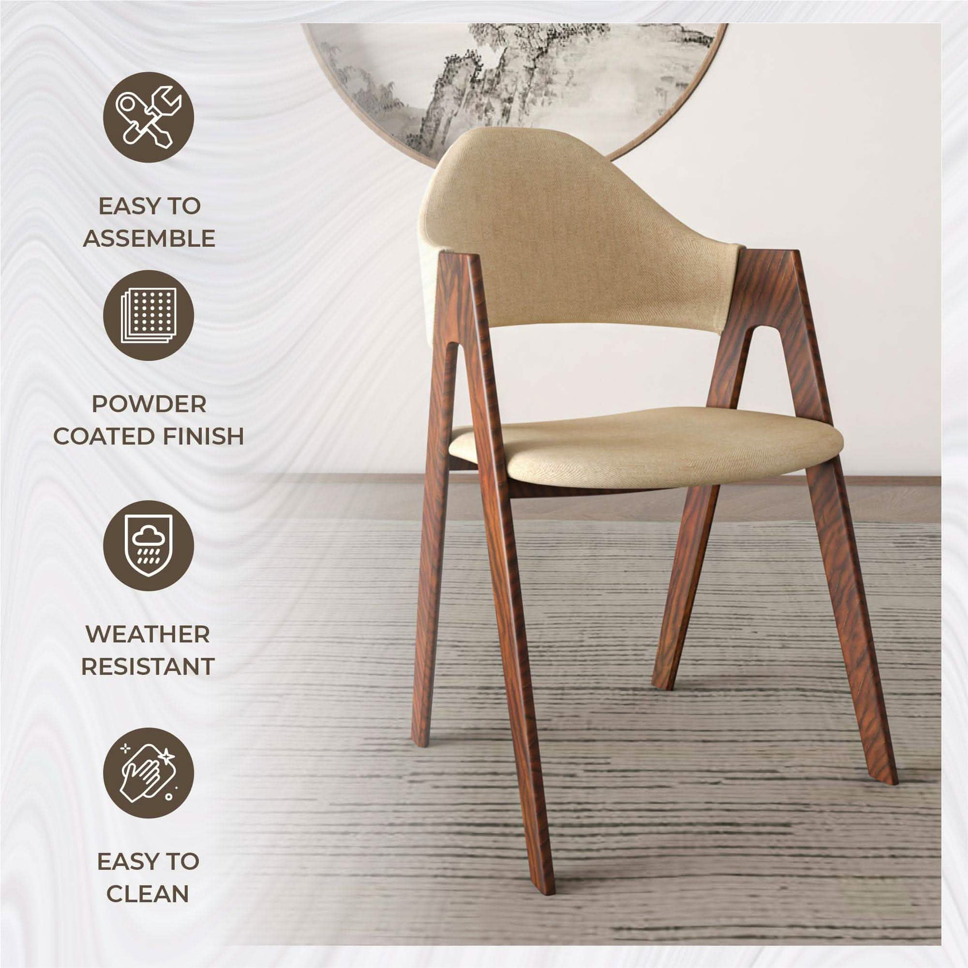 Savor Dining Chair in Polyester with Curved and Open - Back Design in Brown