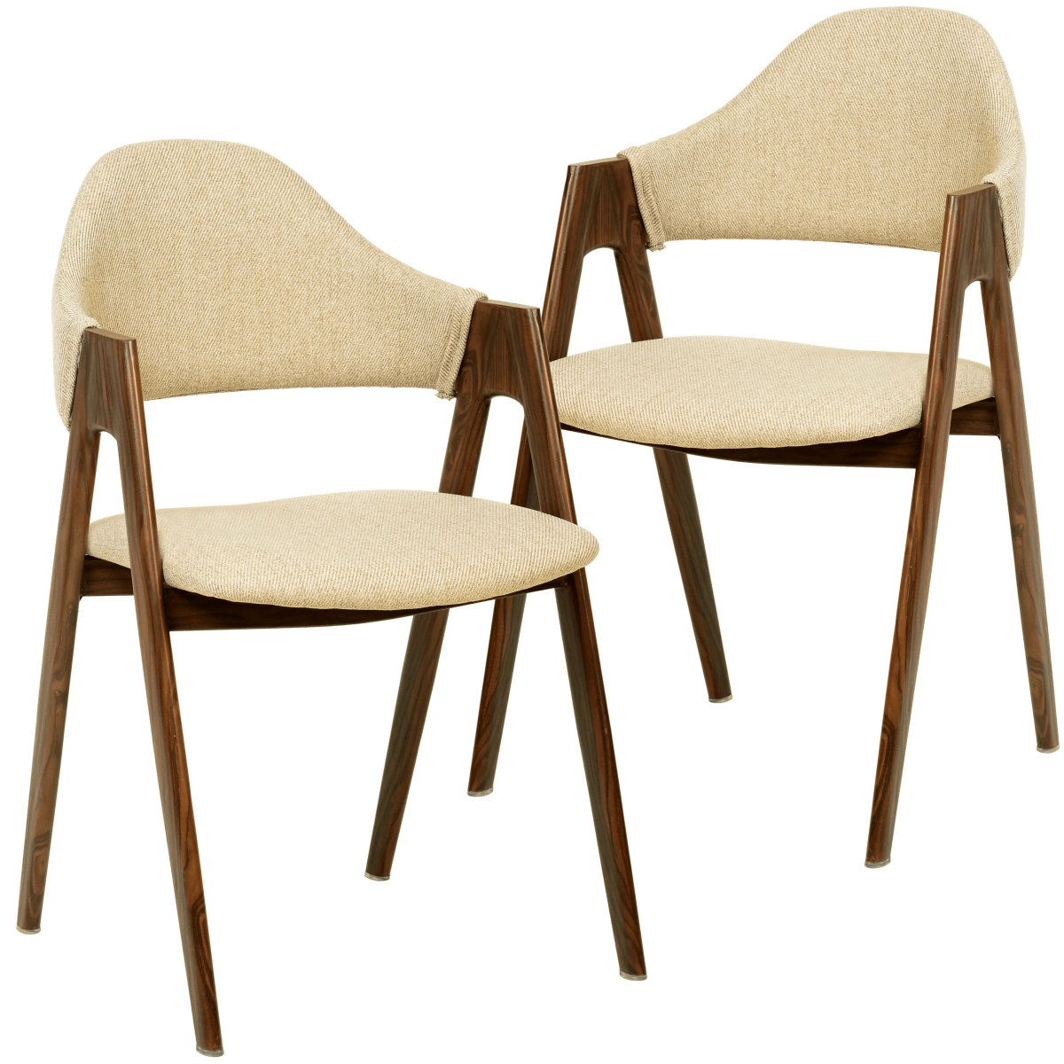 Savor Dining Chair in Polyester with Curved and Open - Back Design Set of 2