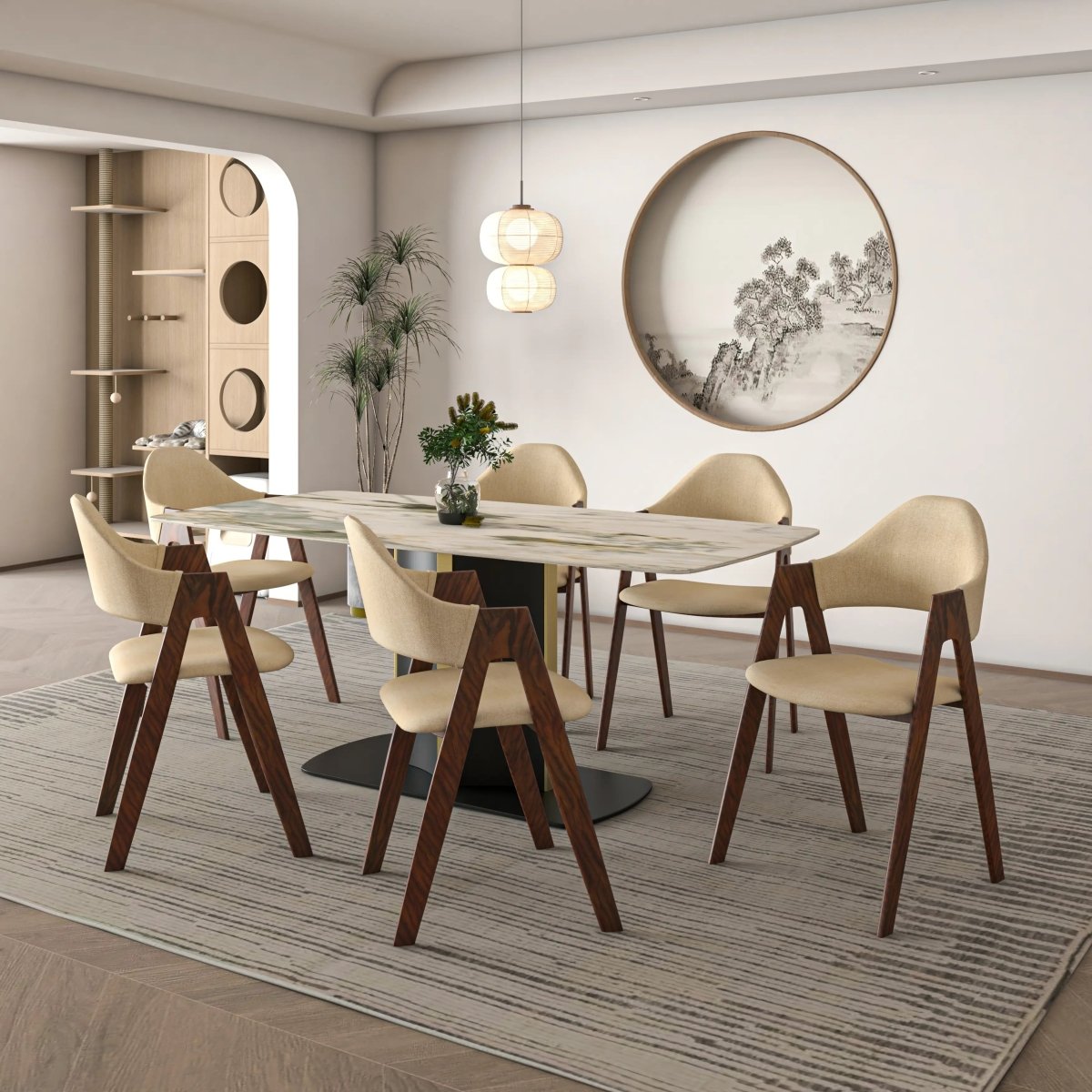 Savor Dining Chair in Polyester with Curved and Open - Back Design Set of 4