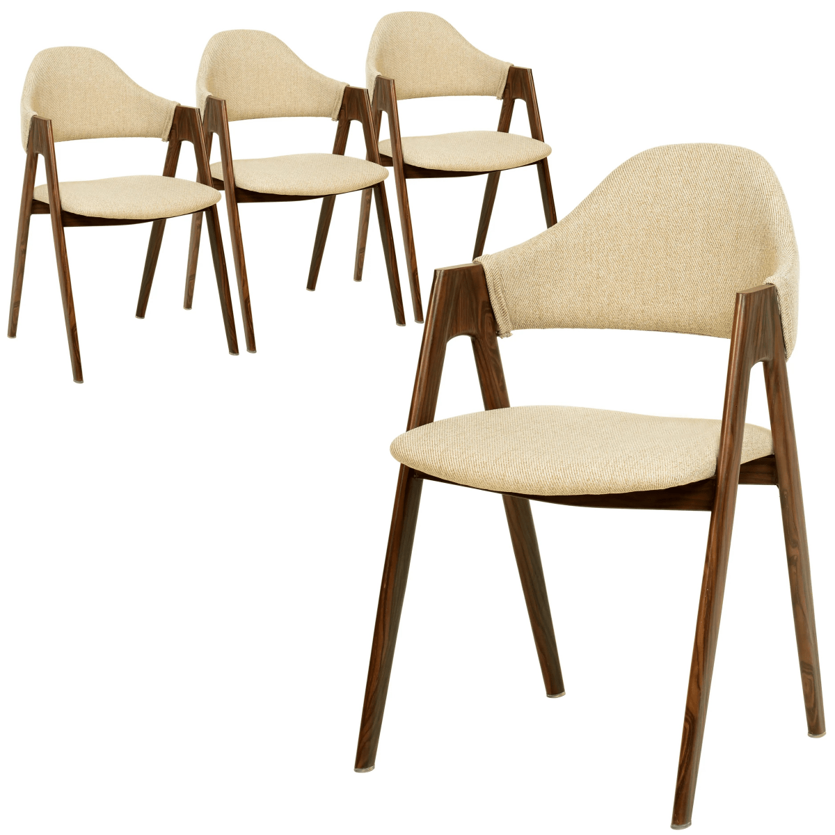 Savor Dining Chair in Polyester with Curved and Open - Back Design Set of 4