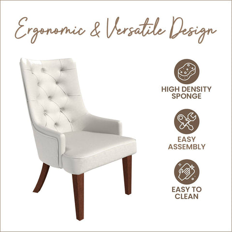 Spruce Dining Chair in Leather/Velvet with Diamond-Tufted Design and Rubberwood Legs