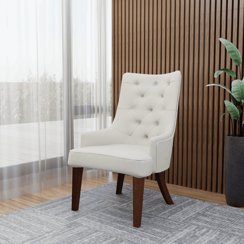 Spruce Dining Chair in Leather/Velvet with Diamond-Tufted Design and Rubberwood Legs