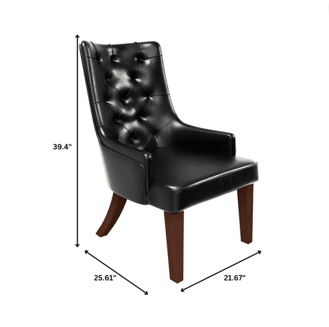 Spruce Dining Chair in Leather/Velvet with Diamond-Tufted Design and Rubberwood Legs