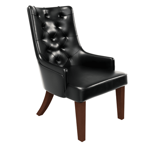 Spruce Dining Chair in Leather/Velvet with Diamond-Tufted Design and Rubberwood Legs