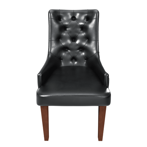 Spruce Dining Chair in Leather/Velvet with Diamond-Tufted Design and Rubberwood Legs