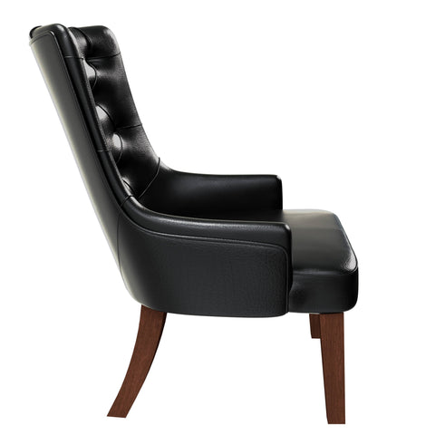 Spruce Dining Chair in Leather/Velvet with Diamond-Tufted Design and Rubberwood Legs