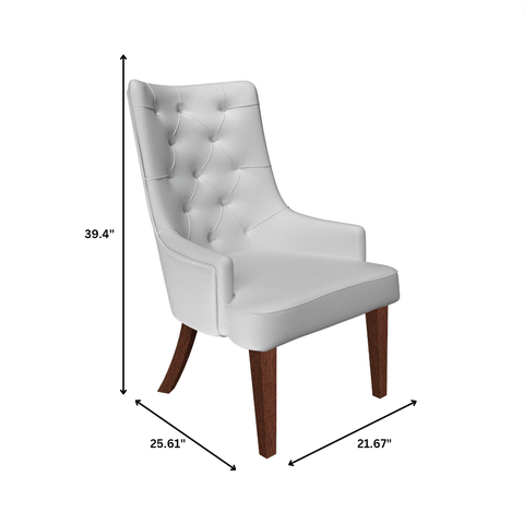 Spruce Dining Chair in Leather/Velvet with Diamond-Tufted Design and Rubberwood Legs