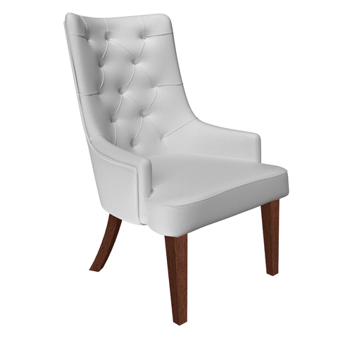 Spruce Dining Chair in Leather/Velvet with Diamond-Tufted Design and Rubberwood Legs