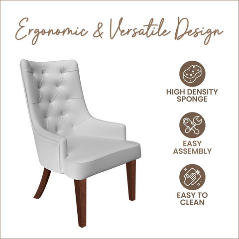 Spruce Dining Chair in Leather/Velvet with Diamond-Tufted Design and Rubberwood Legs