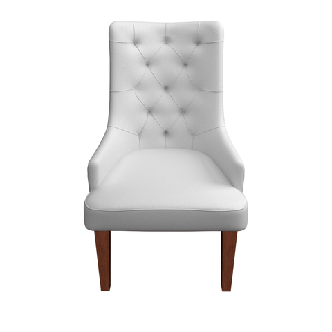 Spruce Dining Chair in Leather/Velvet with Diamond-Tufted Design and Rubberwood Legs