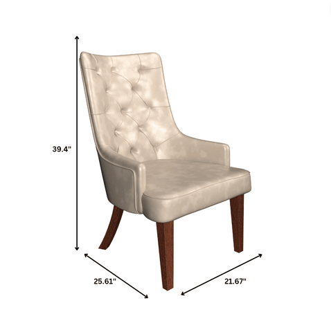 Spruce Dining Chair in Leather/Velvet with Diamond-Tufted Design and Rubberwood Legs