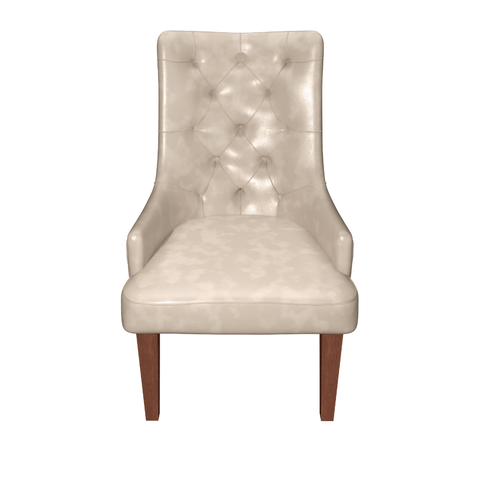 Spruce Dining Chair in Leather/Velvet with Diamond-Tufted Design and Rubberwood Legs