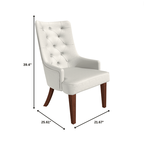 Spruce Dining Chair in Leather/Velvet with Diamond-Tufted Design and Rubberwood Legs