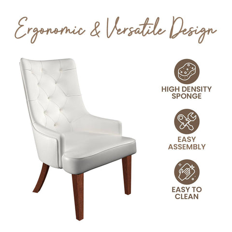 Spruce Dining Chair in Leather/Velvet with Diamond-Tufted Design and Rubberwood Legs